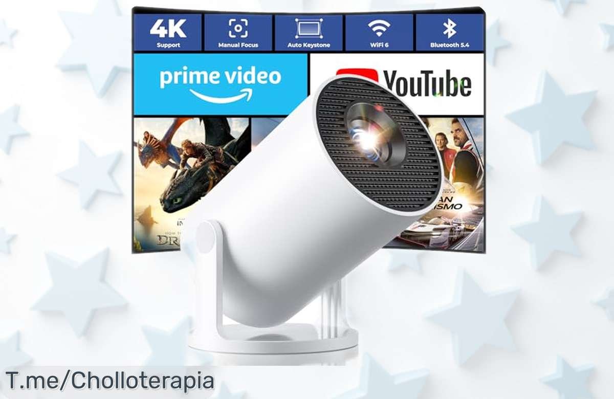 Mini proyector 4K 2025 con WiFi 6 y rotación total a precio rebajado que no creerás, calidad impactante para ver tus series o juegos favoritos en grande desde el móvil ¡No dejes escapar este descuentazo porque solo queda poco tiempo!