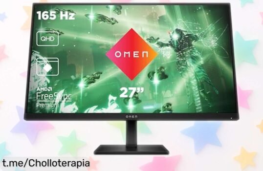 Monitor gaming HP OMEN 27q QHD con 165 Hz y 1 ms en un ofertón que no puedes dejar escapar, colores vibrantes y conexión total a precio rebajado solo por tiempo limitado ¡corre que vuelan estas unidades!