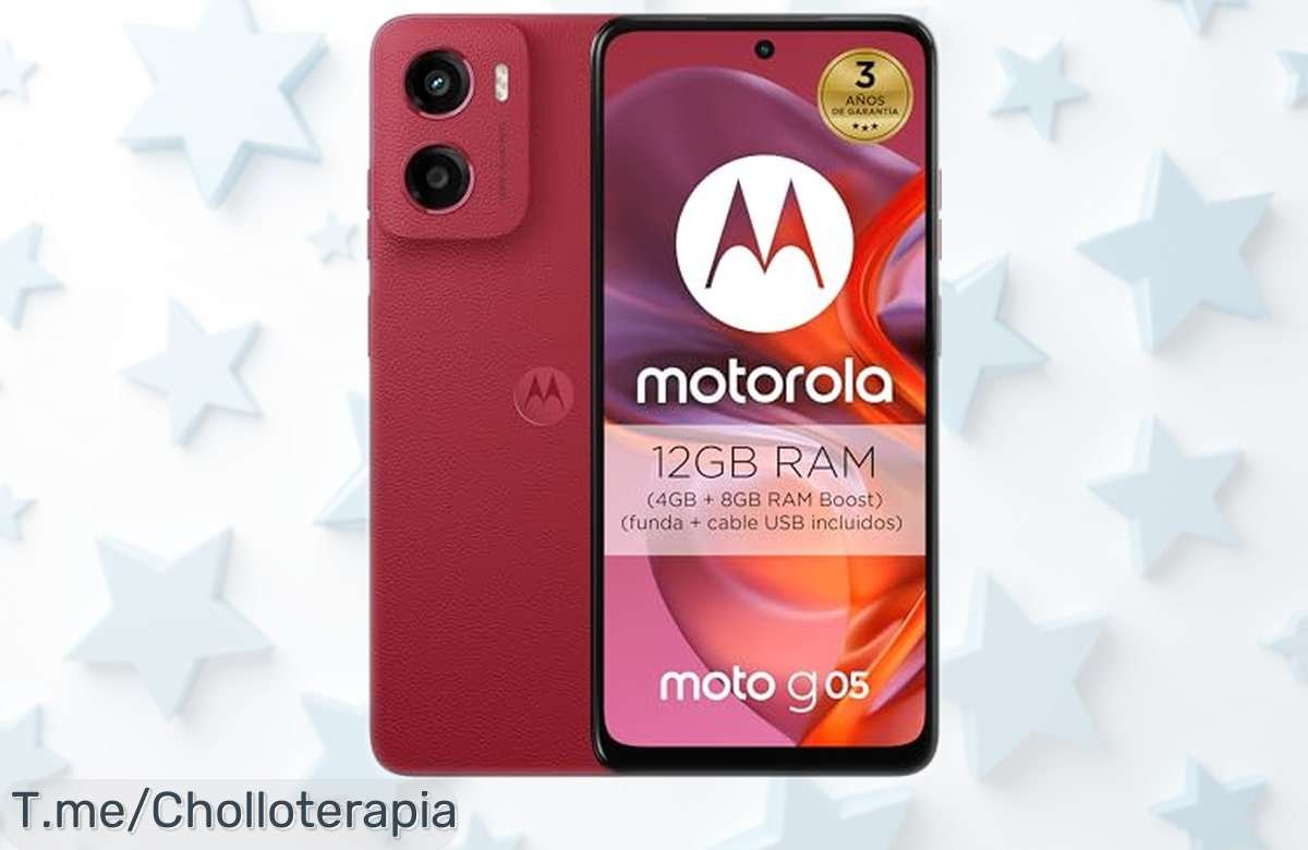 Móvil superpotente moto g05 12GB con cámara bestial de 50 MP y pantalla ultra brillante, batería para dos días en diseño rojo lujo precio rebajado que no puedes dejar escapar corre que vuelan las unidades ¡hazlo ya!
