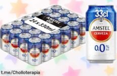 Pack 24 latas Amstel 00 sin alcohol malta auténtica y aroma fresco con precio rebajado brutal que no vas a encontrar otra vez ¡Corre que se agotan ya mismo!