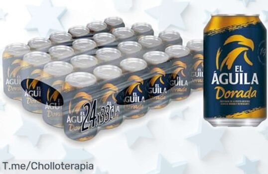Pack 24 latas El Águila Dorada lager especial, sabor cítrico y amargor suave con receta mejorada y precio rebajado que no vuelve ¿Quieres tenerlo ya? ¡Date prisa!