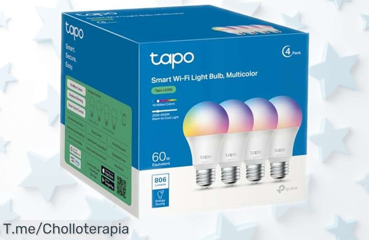 Pack 4 bombillas LED inteligentes Tapo L530E con colores que cambian y mando por voz, precio rebajado a nivel loco para transformar tu casa ya antes de que se agoten los últimos chollos