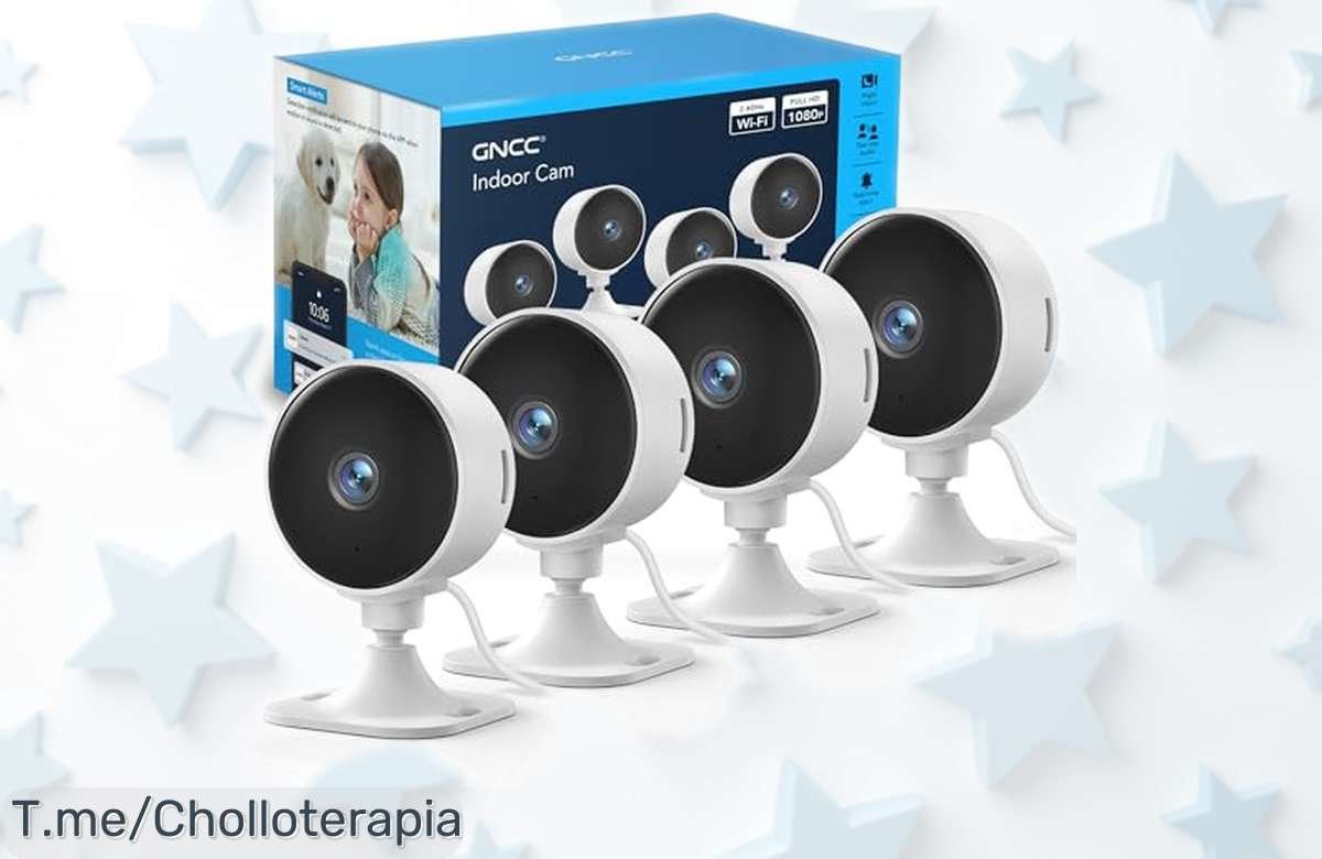 Pack 4 cámaras de vigilancia GNCC GC3 con WiFi y visión nocturna a precio rebajado, alerta instantánea y fácil instalación para proteger tu hogar ¡Aprovecha este super chollo antes que se agote!