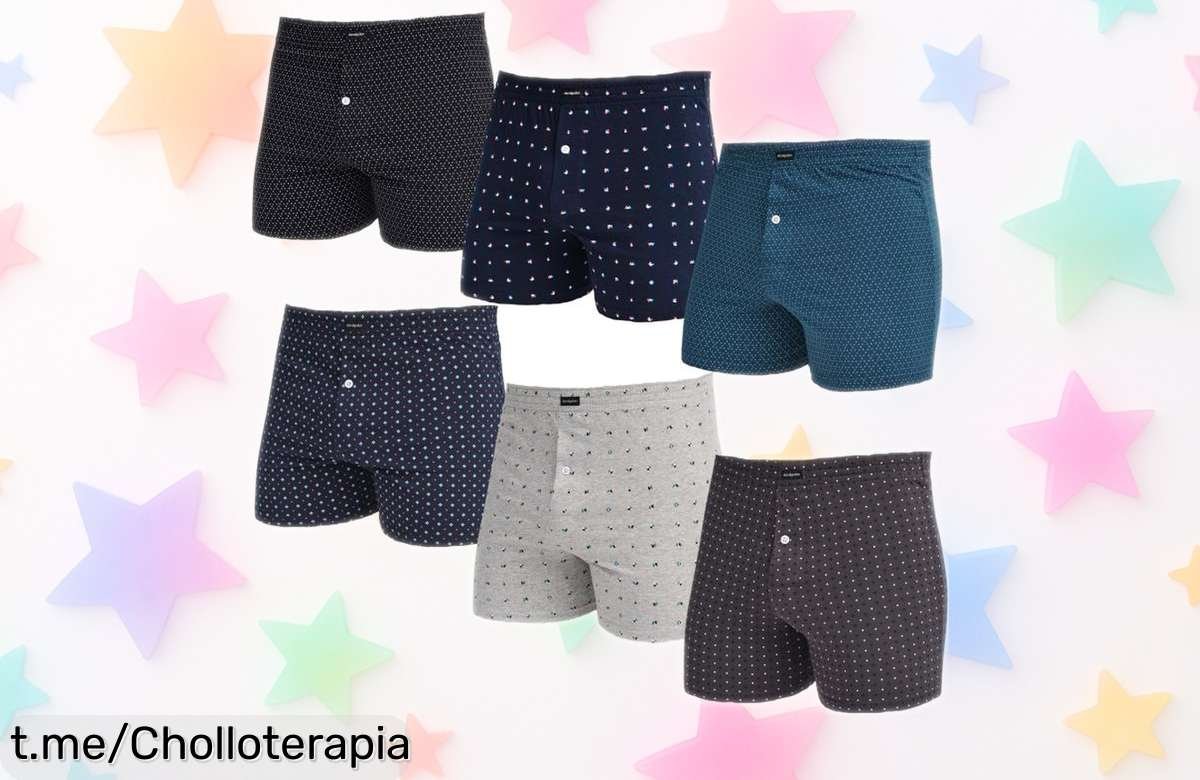 Pack 6 boxers de algodón súper suaves, transpirables y con botón para máxima comodidad en 6 colores distintos, precio rebajado que no verás otra vez ¡corre y aprovecha este ofertón antes de que desaparezca!