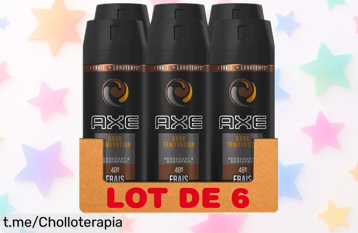 Pack 6 sprays Axe Dark Temptation de 150ml con frescura irresistible por 48h en un precio rebajado que no se repetirá ¡un ofertón exclusivo para sentirte imparable ahora mismo!