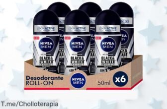 Pack ahorro de desodorantes Nivea Men Black & White Invisible roll on 50ml x6 con precio rebajado y super chollo que vuela, ideal para llevar siempre fresco y protegido ¡No lo dejes escapar, oferta limitada!