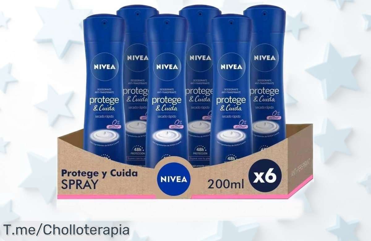 Pack ahorro desodorante NIVEA Protege y Cuida 200ml x6 con precio rebajado, protección de larga duración que cuida tu piel todo el día, aprovecha esta oferta limitada para conseguirlo antes de que se agote ¡no lo pienses más!