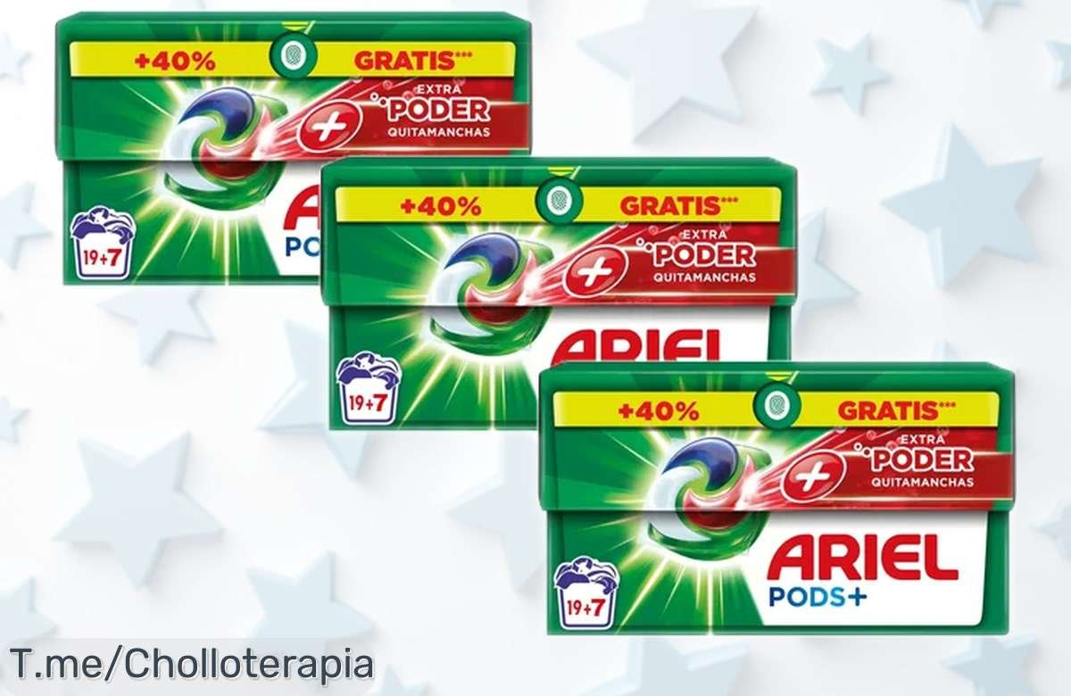 Pack cápsulas Ariel AllinOne con limpieza profunda y quitamanchas potente, ahora a precio rebajado imposible de dejar pasar ¡Corre que este super chollo para 26 o 78 lavados vuela rápido!