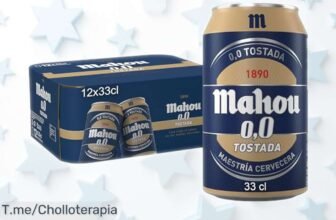 Pack de 12 latas Mahou 0,0 tostada con sabor intenso a caramelo y malta rebajado sin igual disfruta ahora este gustazo fresquito que vuela no te quedes sin el súper ofertón