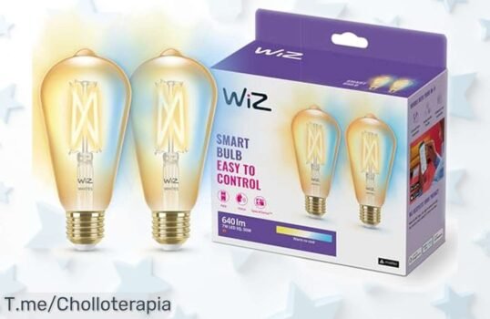 Pack de 2 bombillas inteligentes WiZ con luz regulable y control por voz tecnología SpaceSense ¡Precio rebajado a tope para que no te pierdas este super chollo corre que vuelan!