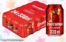 Pack de 24 latas Cruzcampo Pilsen con sabor auténtico y calidad premium, ahora a un precio rebajado que no podrás dejar pasar corre rápido que esta oferta desaparece ya mismo