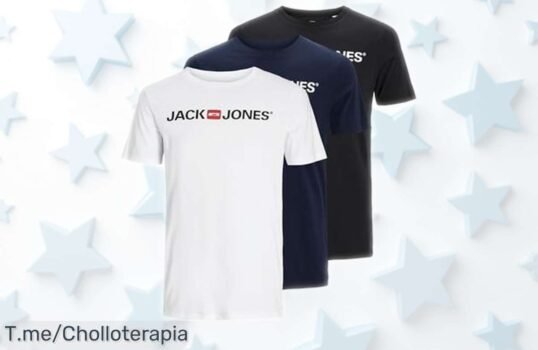 Pack de 3 camisetas Jack & Jones Jjecorp cuello redondo colores básicos calidad top a precio rebajado un superf chollo con caída de precio limitada ¡corre que vuelan!