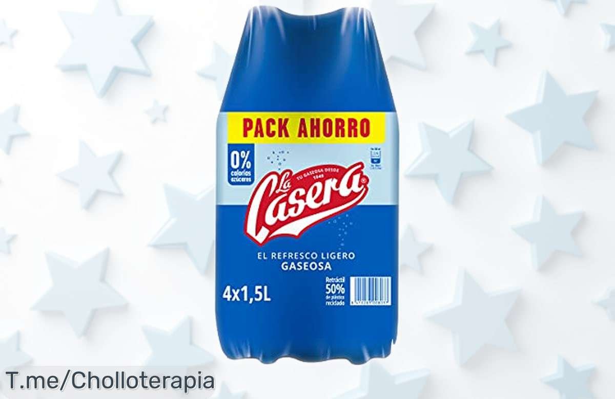 Pack de 4 gaseosas La Casera 1,5L sin azúcar ni calorías con precio rebajado espectacular ¡refresca tus días ahora antes de que se agote esta oferta limitada!