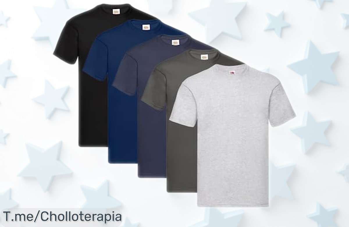 Pack de 5 camisetas Fruit of the Loom para hombre con malla fina y colores top a un precio rebajado brutal ¡Oferta limitada que vuela, no pierdas esta ganga para renovar tu armario ya!