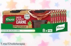 Pack de 8 cacitos Knorr caldo carne sabor potente listo en segundos precio rebajado un lujo para tus recetas mejora todo rápido y fácil no lo dejes escapar chollazo limitado ¡corre que vuelan!