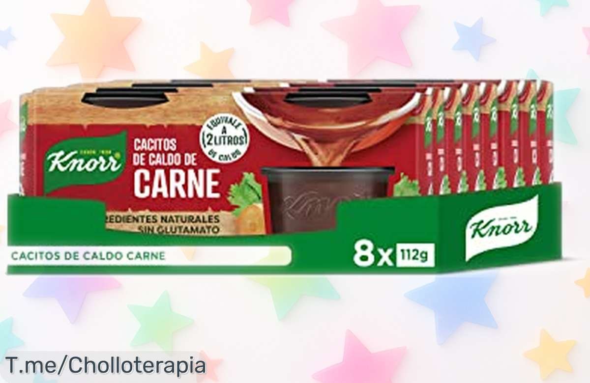 Pack de 8 cacitos Knorr caldo carne sabor potente listo en segundos precio rebajado un lujo para tus recetas mejora todo rápido y fácil no lo dejes escapar chollazo limitado ¡corre que vuelan!
