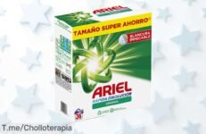 Pack doble de detergente Ariel polvo 36 lavados con rápida disolución rebajado a precio muy bajo, ¡un ofertón que cuida tu ropa y bolsillo! Aprovecha ya antes que se agoten estas unidades limitadas, corre que vuelan – esta ganga no espera más