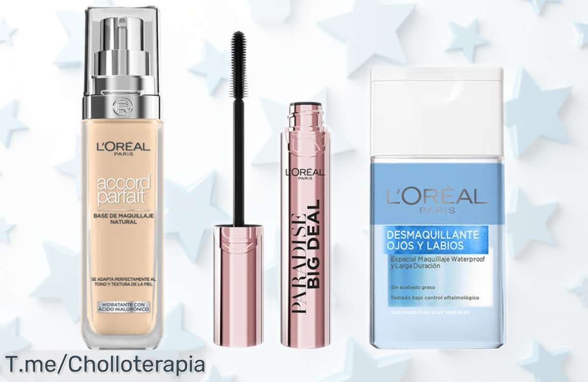 Pack rebajadísimo de base maquillaje L’Oréal con ácido hialurónico, máscara Paradise y desmaquillante waterproof para un look perfecto ya mismo ¡no te quedes sin este ofertón que vuela!