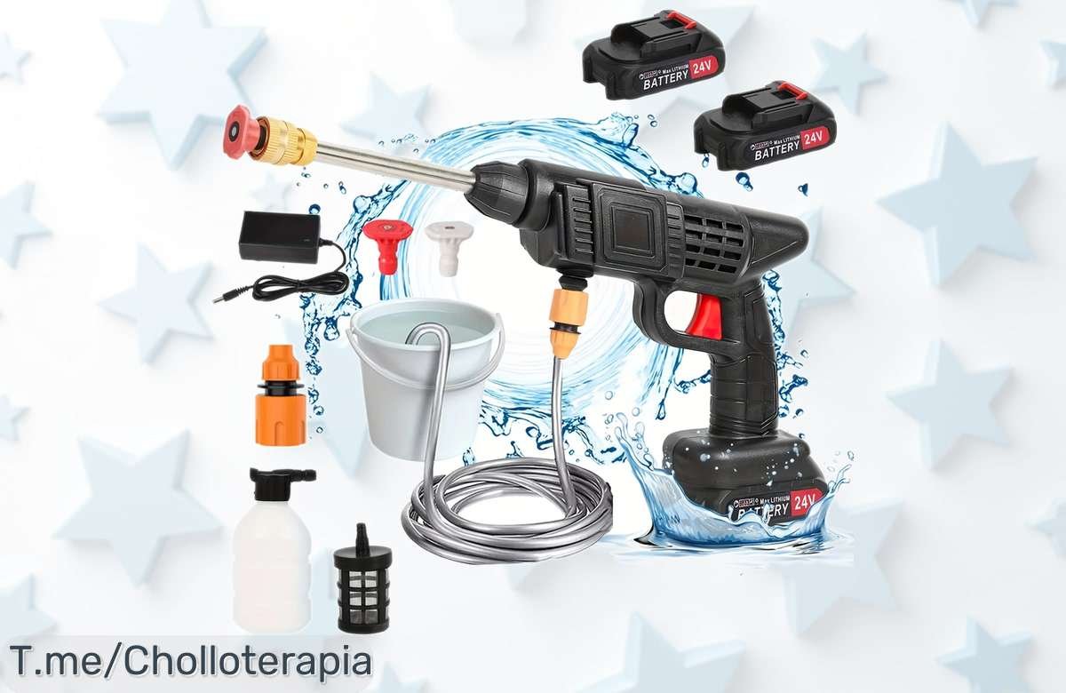 Palanca inalámbrica 50bar con batería de 24V a precio loco para lavar tu coche sin esfuerzo y rápido, potencia brutal que arrasa la suciedad ¡Solo pocas unidades en esta oferta limitada, corre que vuelan!