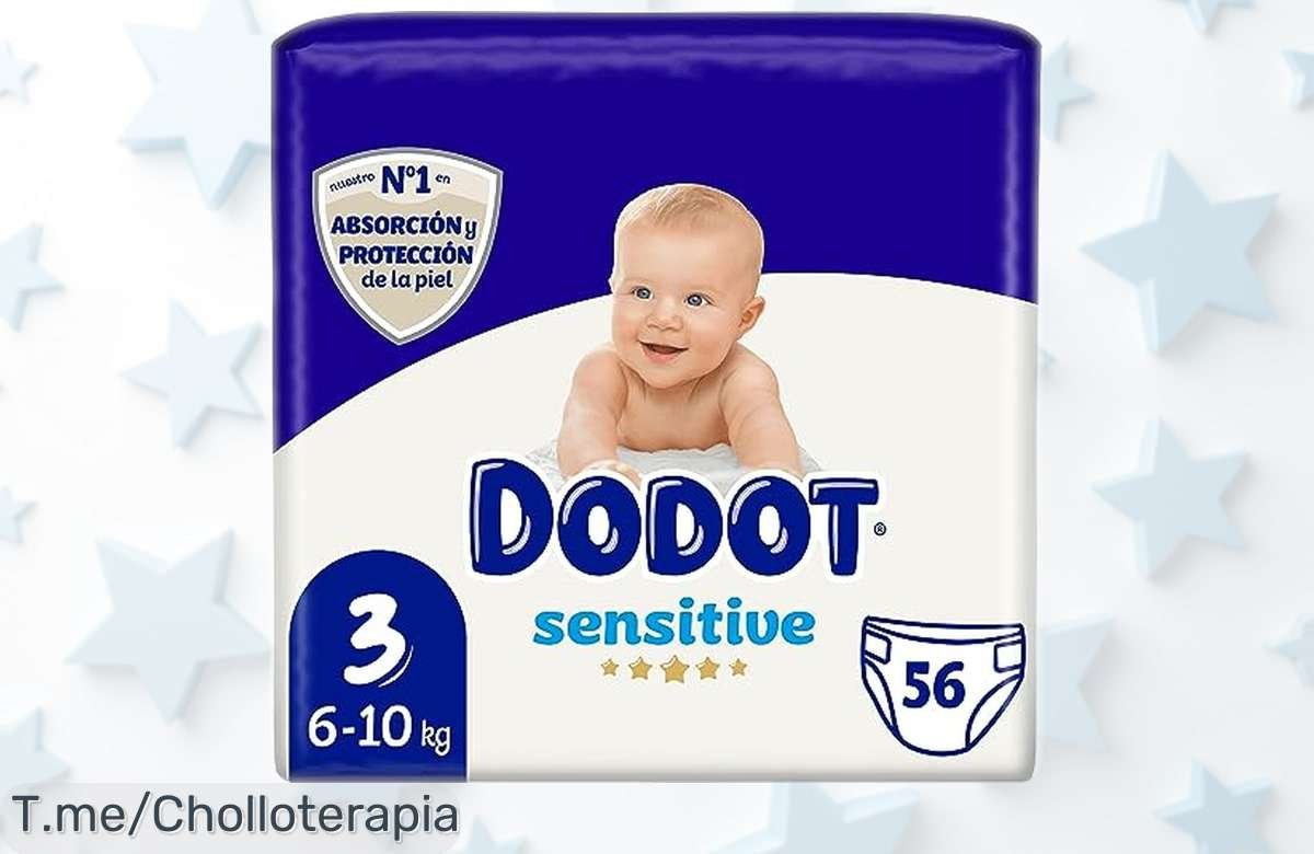 Pañales Dodot Sensitive talla 3 con indicador de humedad y máxima protección para piel sensible, lleva 56 unidades a precio rebajado que no verás otra vez ¡corre que este super chollo se acaba pronto!