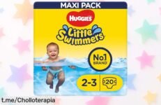 Pañales bañadores Huggies Little Swimmers talla 34 con barreras antiescapes máxima protección en agua 20 unidades rebajadas súper fáciles de quitar ¡Corre que vuelan esta oferta imperdible para el verano!