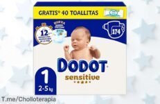 Pañales bebé sensitive Dodot talla 1 con 174 unidades y regalo de 40 toallitas protección antifugas hasta 12 h precio rebajado que no dura para siempre ¡corre por tu super chollo ya!