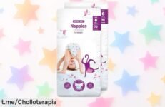 Pañales ultrasecos Mama Bear talla 6 con canales que aguantan hasta 12 horas sin fugas, precio rebajado solo por tiempo limitado, un super chollo para mantener a tu peque seco todo el día ¡corre que vuelan!