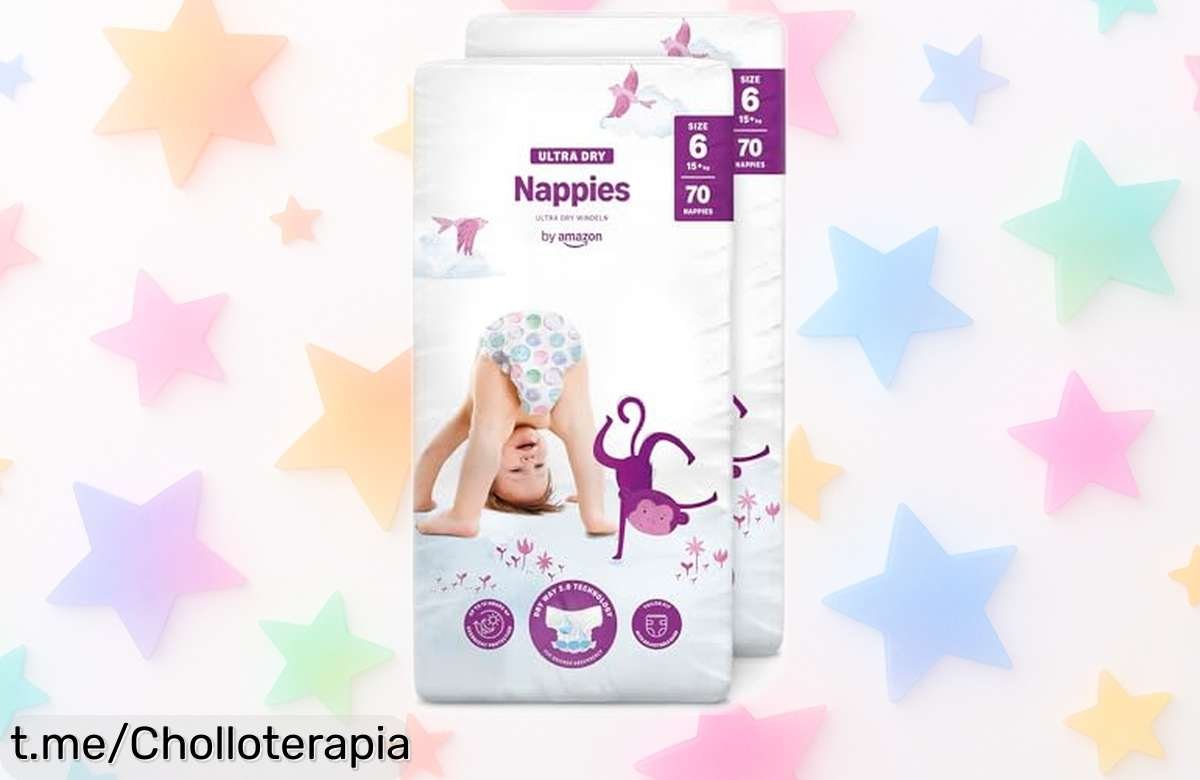 Pañales ultrasecos Mama Bear talla 6 con canales que aguantan hasta 12 horas sin fugas, precio rebajado solo por tiempo limitado, un super chollo para mantener a tu peque seco todo el día ¡corre que vuelan!