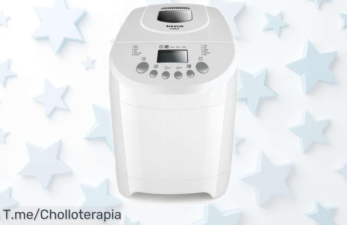 Panificadora Taurus My Bread blanca con 600W potencia y cable largo, un ofertón con precio rebajado que vuela rápido para disfrutar pan casero fácil ¡quedan poquísimas unidades corre antes de que se agote!