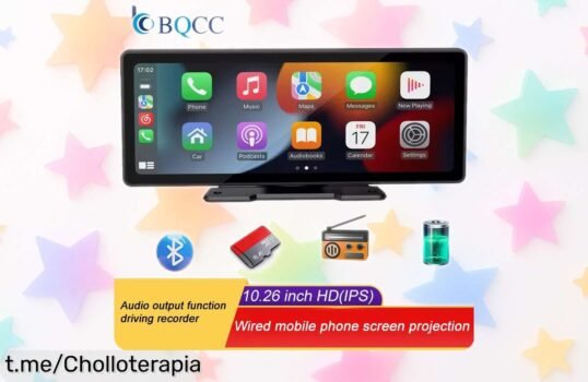Pantalla de coche 10,26” BQCC con Carplay inalámbrico y cámara HD rebajada: función DVR y Android Auto incluidos en este ofertón por tiempo limitado que no puedes dejar pasar ¡Corre antes que vuelen!