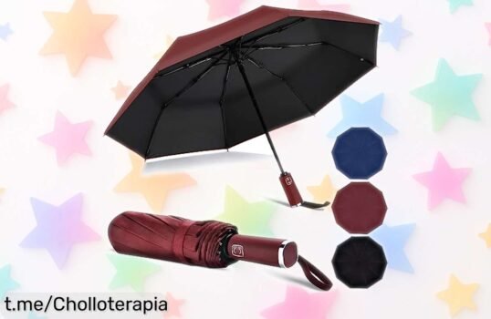 Paraguas plegable automático Vicloon con 10 varillas ultra resistentes al viento y bloqueo UV, abre y cierra en un segundito, precio rebajado de locura que no vas a ver por mucho tiempo ¡cógelo antes que se acabe!