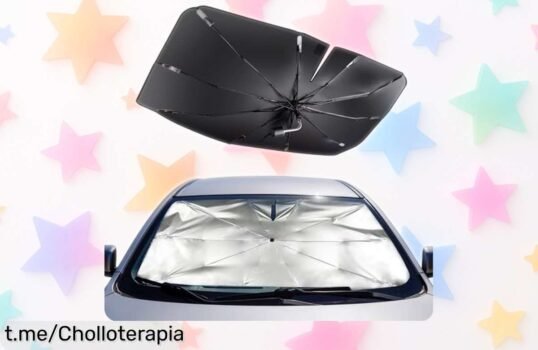 Parasol para coche plegable Mulor que gira 360° y bloquea el sol con un descuentazo irrepetible, precio rebajado por tiempo limitado ¡Corre que vuelan las unidades, no lo dejes escapar!