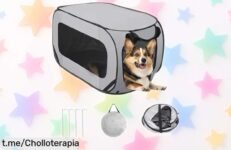 Parque plegable para perros con tela súper resistente y ventanas grandes ahora rebajado en un precio muy bajo chollazo que podrás llevar a cualquier sitio sin líos ¡Corre que vuela esta oferta limitada!