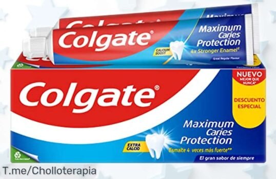 Pasta de dientes Colgate protección caries doble pack con flúor y calcio líquido para una sonrisa fuerte y aliento fresco, oferta rebajada irresistible ¡Hazte ya con este super chollo antes de que desaparezca!