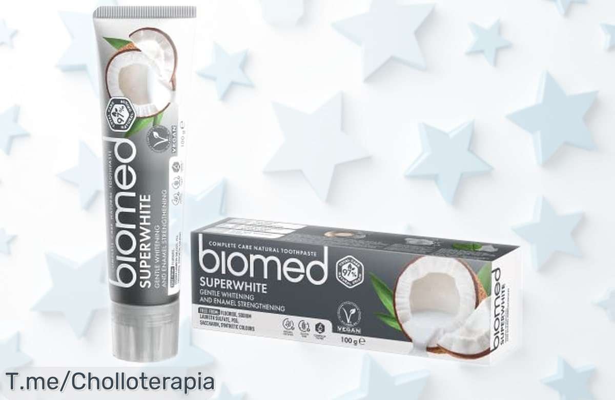 Pasta de dientes blanqueadora Biomed Superwhite 97% natural con sabor coco para dientes sensibles y esmalte fuerte a precio rebajado corre que vuelan estas unidades limitadas