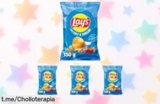 Patatas Lay’s vinagreta 4x150g con sabor único a sal y vinagre, super rebajadas por tiempo limitado para que disfrutes sin gluten de un picoteo irresistible ¡corre que se acaban!
