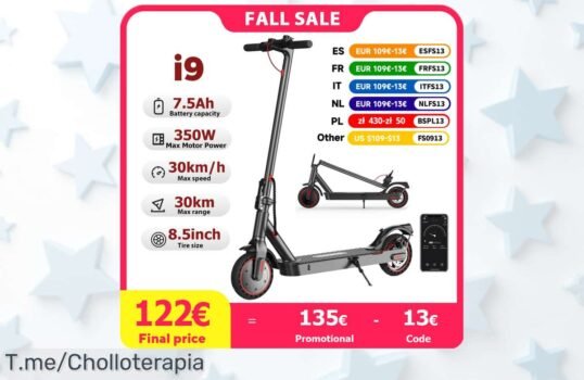 Patinete eléctrico i9 con motor 350W y rueda de 8,5” en precio rebajado que vuela hasta 30 km; ¡un ofertón único con app ECO Display solo para quienes se decidan ya!