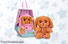 Peluche bebé cachorro que abre ojitos y suena con mantita incluida, ¡precio rebajado de locura! Este super chollo es para los peques+3 años, no pierdas tiempo porque vuelan rápido Aprovecha ya esta oferta única antes de que se agote
