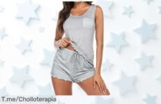 Pijama de verano Ekouaer para mujer con volantes y lunares, súper cómodo y fresco ideal para noches calurosas, bolsillos prácticos y ajuste fácil; precio rebajado brutal que se escapa en nada ¡date prisa que vuelan!
