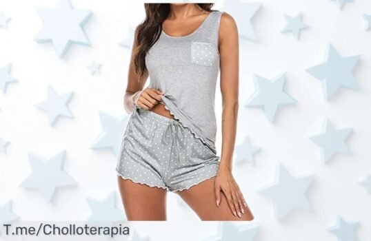 Pijama de verano Ekouaer para mujer con volantes y lunares, súper cómodo y fresco ideal para noches calurosas, bolsillos prácticos y ajuste fácil; precio rebajado brutal que se escapa en nada ¡date prisa que vuelan!