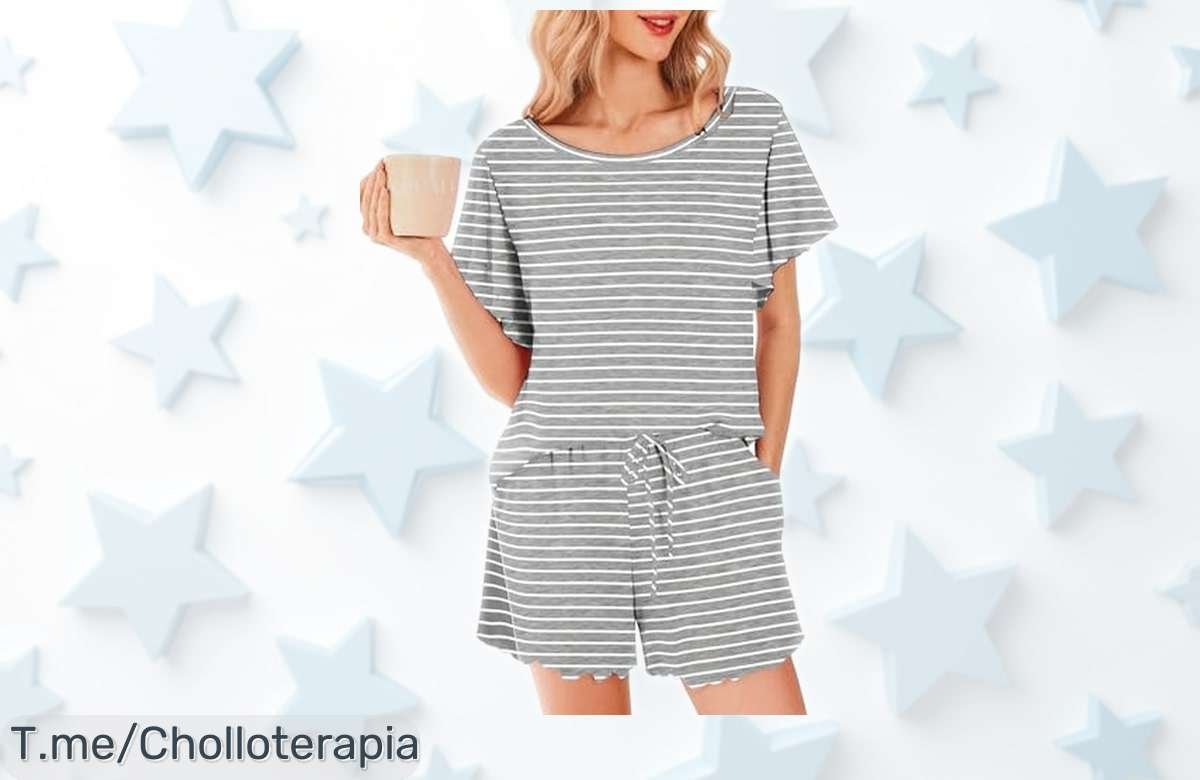 Pijama verano Ekouaer para mujer con manga corta y bolsillos, ahora rebajado a un precio muy bajo que no vas a creer, perfecto para estar fresquita tanto en casa como fuera; ¡corre que quedan pocas unidades y esta oferta vuela!