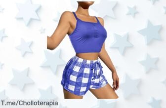 Pijama verano mujer Rayson de algodón fresco a precio rebajado con diseño a cuadros super chollo perfecto para noches calurosas ¡Oferta limitada que se va volando, no te lo pienses!