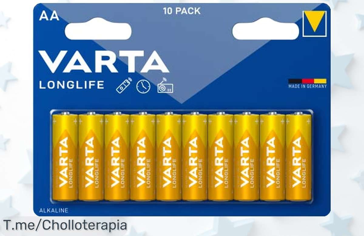 Pilas alcalinas Varta Longlife Power AA LR06 en pack de 10, energía alemana que dura un montón y potencia a tope, ¡precio rebajado solo por poco tiempo! Aprovecha este super chollo para tus juguetes y linternas antes de que desaparezca.
