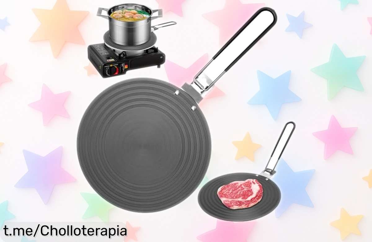 Placa adaptadora de inducción Yuragim 24 cm con mango plegable calor rápido y uniforme chollazo a precio rebajado difícil de creer corre que se acaba la oferta limitada