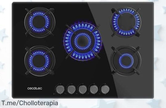 Placa de gas Cecotec Bolero Squad G 5200S con 5 fuegos potentes y encendido eléctrico, seguridad total y precio rebajado que no volverás a ver ¡corre que vuelan estas unidades!