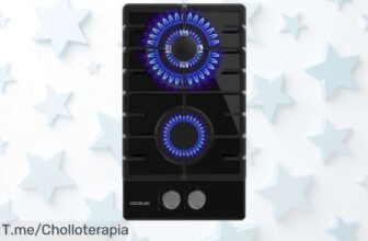 Placa de gas butano y natural Cecotec Bolero Squad G 2200F con potencia brutal y seguridad total, cristal negro a precio rebajado que vuela; cocinas como un crack ¡Corre que vuelan estas unidades, oferta limitada!