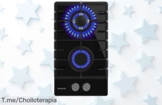 Placa de gas butano y natural Cecotec Bolero Squad G 2200F con potencia brutal y seguridad total, cristal negro a precio rebajado que vuela; cocinas como un crack ¡Corre que vuelan estas unidades, oferta limitada!