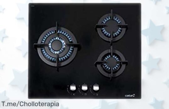 Placa de gas con cristal negro Cata CCI 6021 BK, 3 quemadores potentes y encendido electrónico a precio rebajado que no dura mucho ofrece super chollo para tu cocina ¡Corre ya!