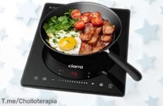 Placa de inducción portátil Ciarra CBTIH1 con 2000W y bloqueo infantil rebajada en un super chollo para cocinar rápido y seguro ¡No dejes que se te escape este ofertón!