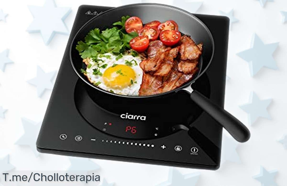 Placa de inducción portátil Ciarra CBTIH1 con 2000W y bloqueo infantil rebajada en un super chollo para cocinar rápido y seguro ¡No dejes que se te escape este ofertón!